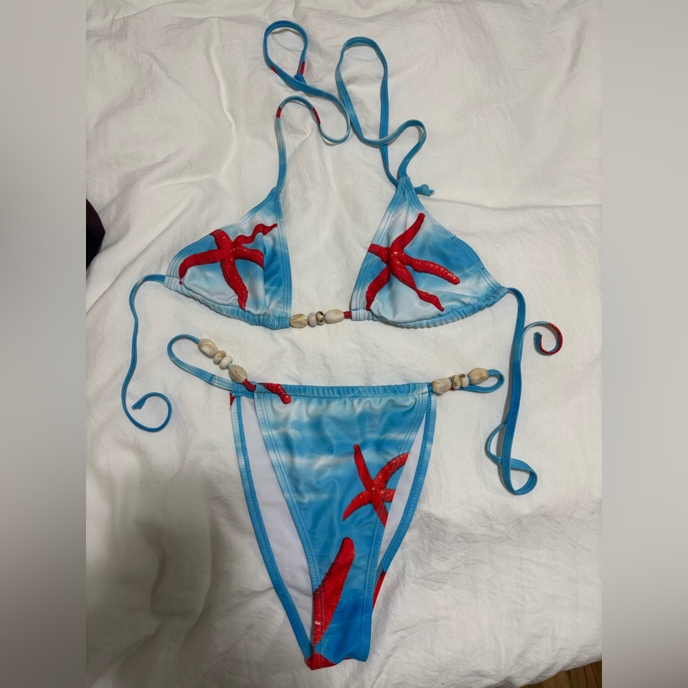 Pretty little thing Blue and Red Starfish Bikini Set